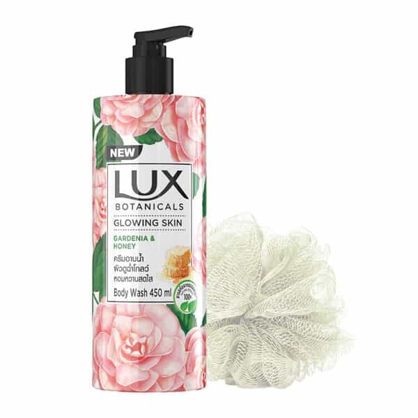 Lux Botanicals Glowing Skin Shower Gel | Natural Extracts | No Paraben | Free Loofah | 450 Ml