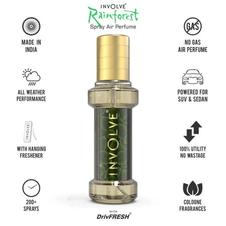 Involve Rainforest Simple Lily Scent Car Perfume - Fresh Fine Fragrance Spray Air Freshener - Irf01
