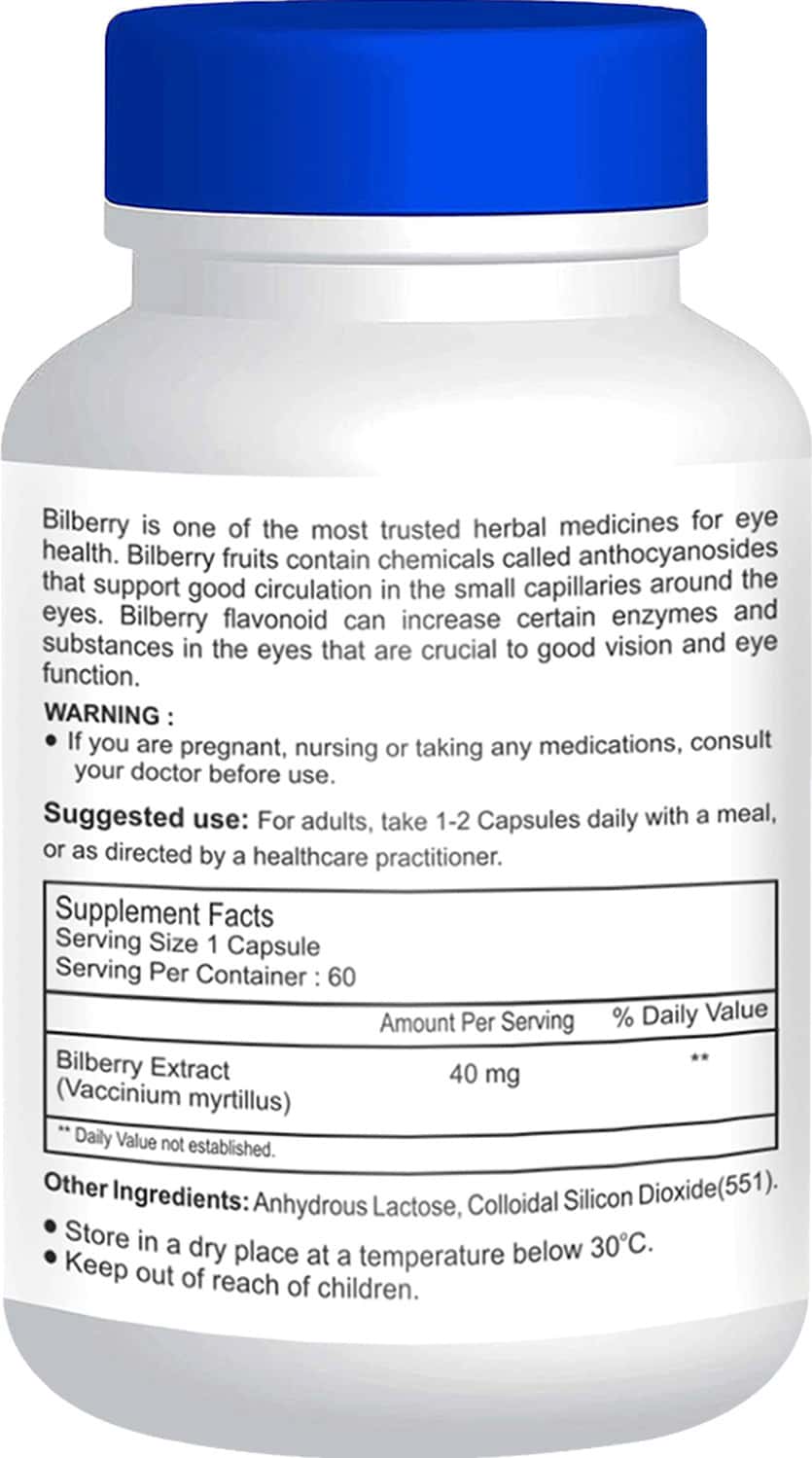 Buy HEALTHVIT BILBERRY EXTRACT 40 MG 60 CAPSULES Online & Get Upto 60