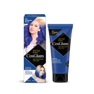 Cosglam Semi Permanent Hair Color | No Peroxide | Ammonia Free Hair Colour 51 Wonder Blue - 120gm