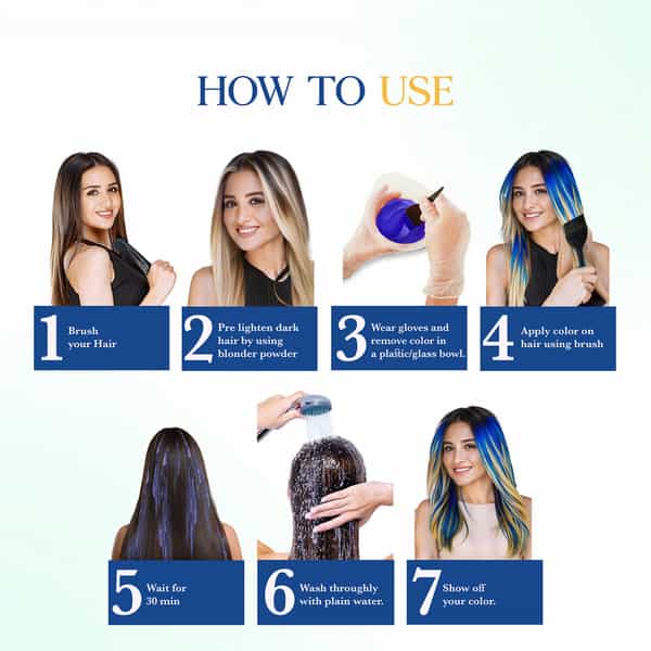 Cosglam Semi Permanent Hair Color | No Peroxide | Ammonia Free Hair Colour 51 Wonder Blue - 120Gm