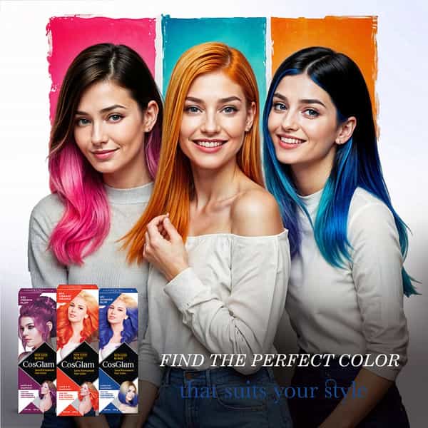 Cosglam Semi Permanent Hair Color | No Peroxide | Ammonia Free Hair Colour 51 Wonder Blue - 120Gm