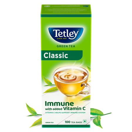 Tetley Green Tea Classic Immune With Added Vitamin C 100 Tea Bags