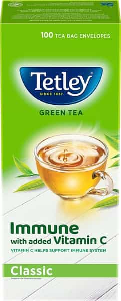 Tetley Green Tea Classic Immune With Added Vitamin C 100 Tea Bags