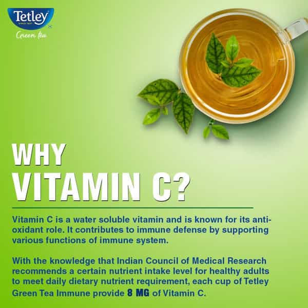 Tetley Green Tea Classic Immune With Added Vitamin C 100 Tea Bags