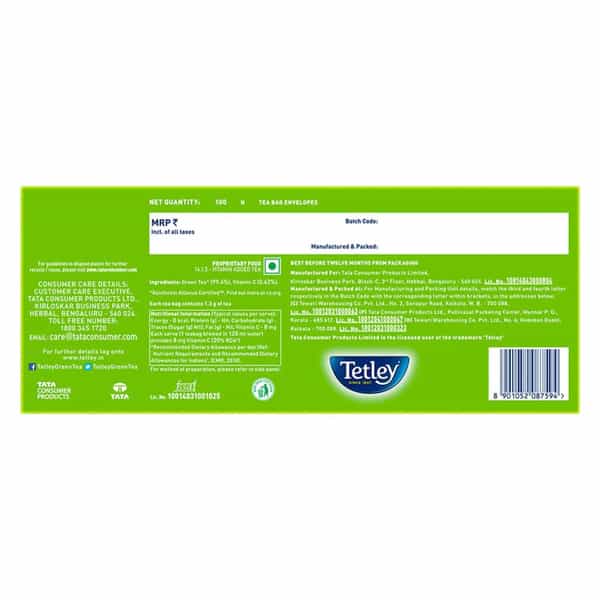 Tetley Green Tea Classic Immune With Added Vitamin C 100 Tea Bags