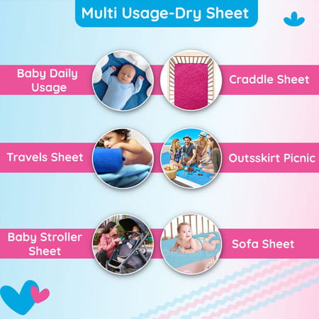 Bumtum Dry Sheet Instadry Leakproof Baby Bed Protector ( Royal Blue, Small Size 50*70cm | Pack Of 1)