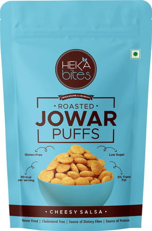 Heka Bites Roasted Jowar Puffs Cheesy Salsa - Pack Of 1 X40g |low Calorie & Healthy Snacks