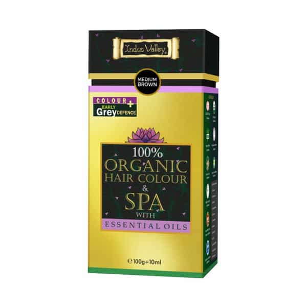 Indus Valley 100% Organic Hair Colour & Spa With Essential Oil- Medium Brown
