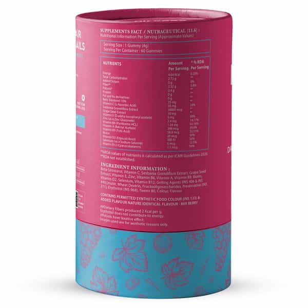 Nirvasa Hair & Nail Gummies With Biotin | Sugar-Free Biotin Gummies For Hair & Skin (60 Tablets)