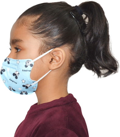 Advind Healthcare Smog Guard N95 Kids Mask Without Valve (4-12 Years Kids) - Blue Mickey Pack Of 3