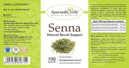 Ayurvedic Life Senna 700 Capsules Value Pack Of 4