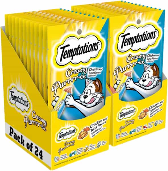 Temptations Creamy Purrrrr Ee Lickable Cat Treats | Chicken & Tuna Flavour | 24 48G