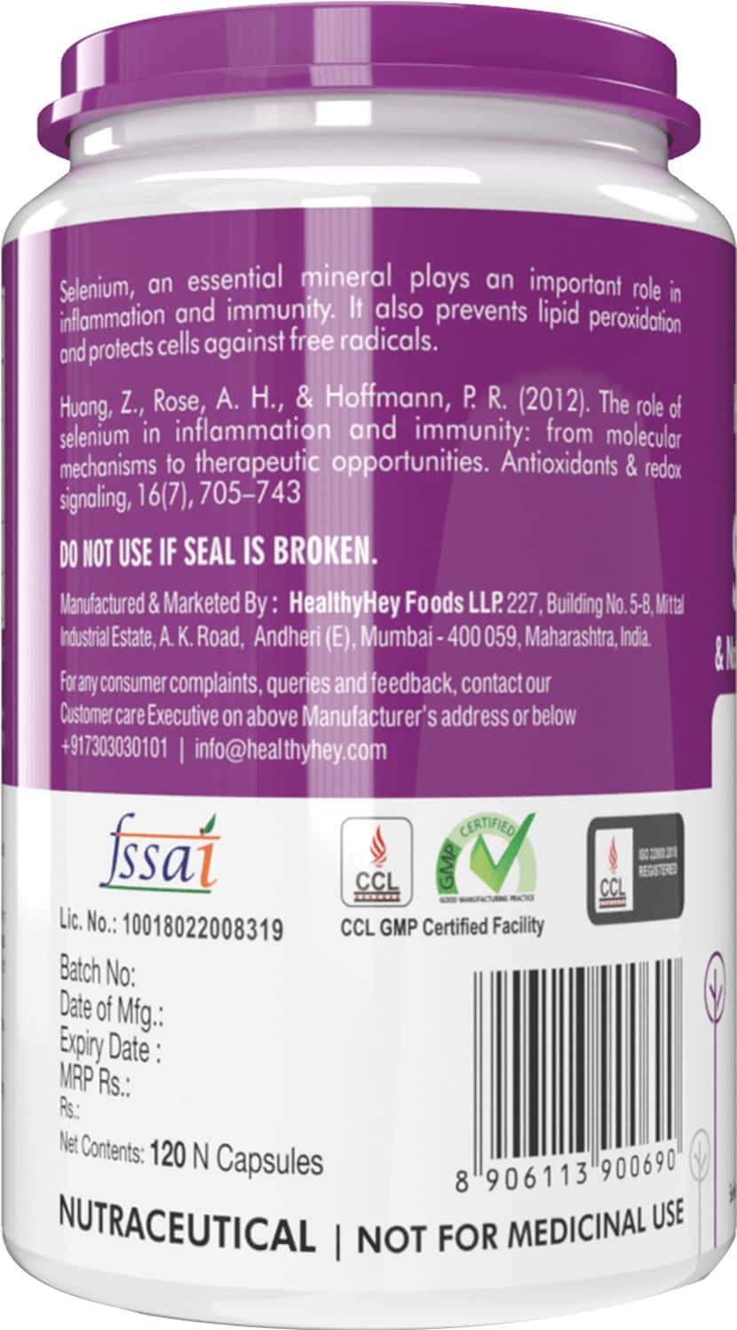 Buy HEALTHYHEY NUTRITION SELENIUM+ NATURAL VITAMIN E 120 VEG CAPSULES ...