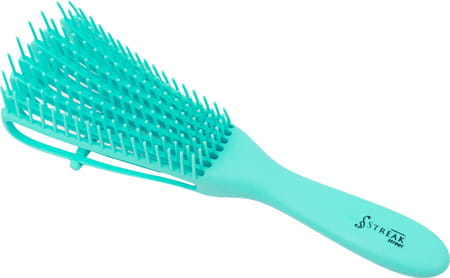 Streak Street Wet And Dry Hair Detangler Hair Brush With Spacing Clip - Green