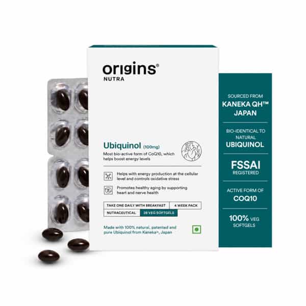 Origins Nutra Ubiquinol (100Mg) | Boost Energy | Supports Heart & Healthy Ageing 28 Soft Gels
