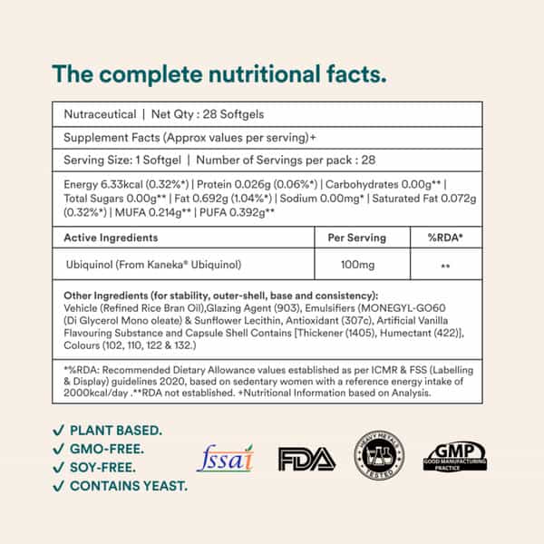 Origins Nutra Ubiquinol (100Mg) | Boost Energy | Supports Heart & Healthy Ageing 28 Soft Gels