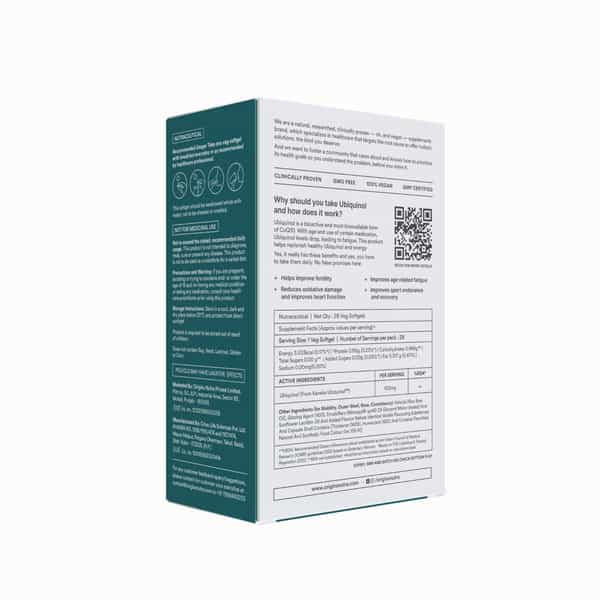 Origins Nutra Ubiquinol (100Mg) | Boost Energy | Supports Heart & Healthy Ageing 28 Soft Gels