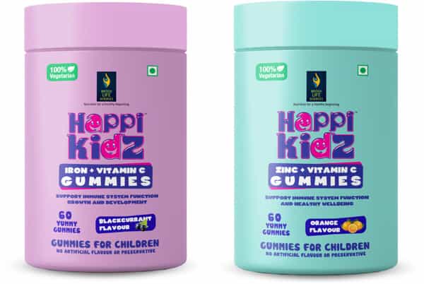 Happi Kidz Iron + Vitamin C Gummies & Happi Kidz Zinc+Vitamin C Gummies Combo