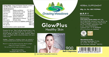Grazing Meadows Glow Plus 900 Capsules Herbal Formulation For Healthy Smooth And Blemish Free Skin