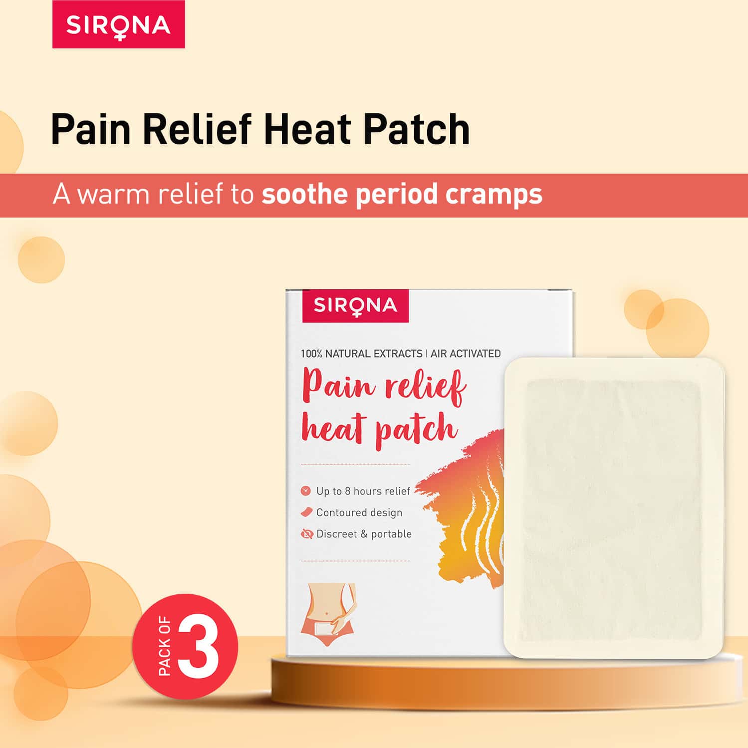 Buy SIRONA PAIN RELIEF HEAT PATCHES PACK OF 3,PATCHES FOR PERIOD PAIN