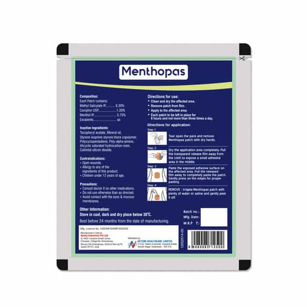 Menthopas Pain Relief Patch - Pack Of 12
