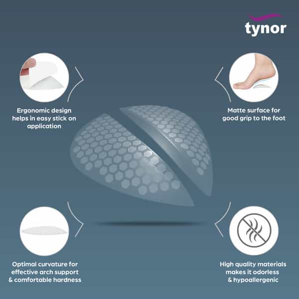 Tynor Arch Support Semi Pro White Small Pack Of 2