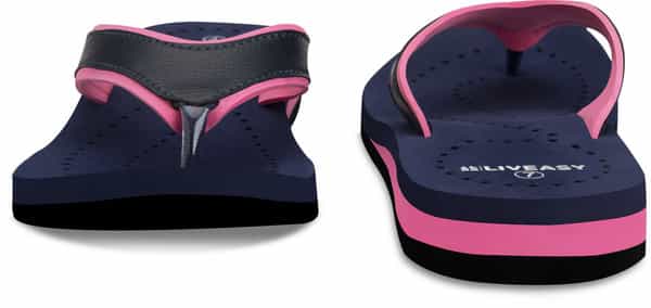 Liveasy Essentials Women's Diabetic & Orthopedic Slippers - Blue With Pink - Size Uk 6/ Us 9