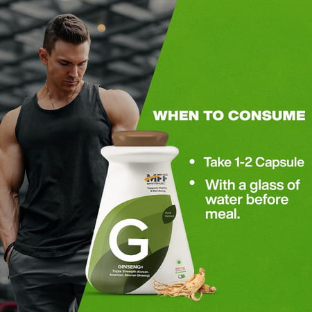 Myfitfuel Ginseng+ (Triple Strength- Korean | American & Siberian Ginseng) | (400mg) | 180 Capsules