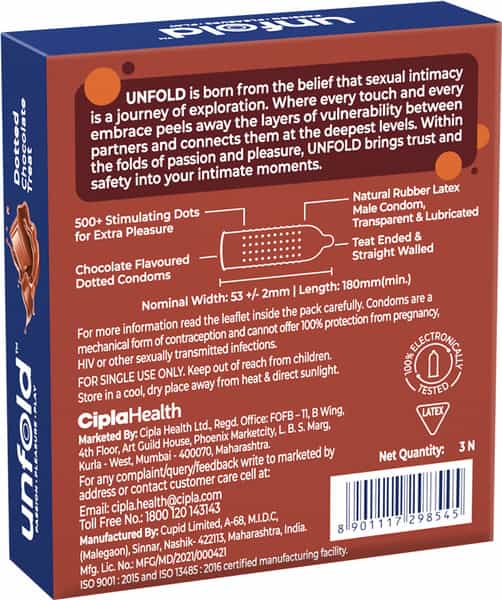 Unfold Dotted Chocolate Treat Box Of 3 Condoms