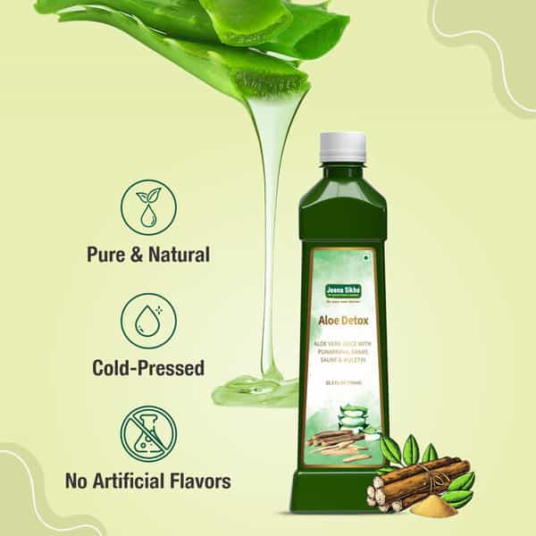 Jeena Sikho Aloe Detox Juice | Naturally Beneficial For Liver And Body Detox - 750Ml (Pack Of 2)
