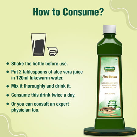 Jeena Sikho Aloe Detox Juice | Naturally Beneficial For Liver And Body Detox - 750ml (Pack Of 2)