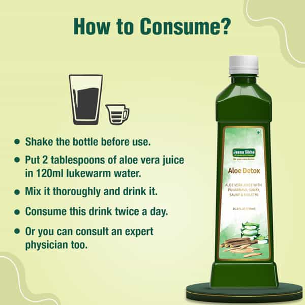 Jeena Sikho Aloe Detox Juice | Naturally Beneficial For Liver And Body Detox - 750Ml (Pack Of 2)