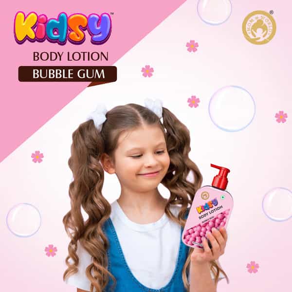 Mom & World Kidsy Bubble Gum Moisturising Body Lotion For Kids With Shea And Kokum Butter 235 Ml