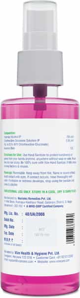 Vize Hand Sanitizer With 70% Isopropyl Alcohol Ip - 100Ml Spray