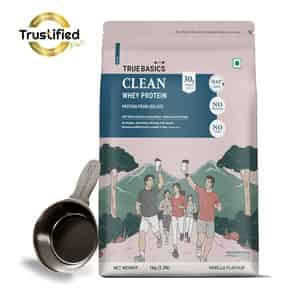Truebasics Clean Whey 100% Protein Isolate Powder (vanilla 1kg) | 30g Protein