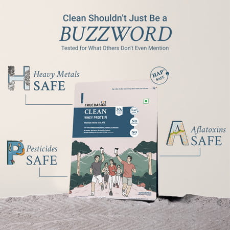 Truebasics Clean Whey 100% Protein Isolate Powder (Vanilla 1kg) | 30g Protein