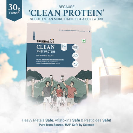 Truebasics Clean Whey 100% Protein Isolate Powder (Vanilla 1kg) | 30g Protein