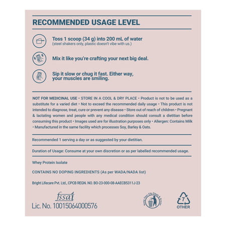 Truebasics Clean Whey 100% Protein Isolate Powder (Vanilla 1kg) | 30g Protein