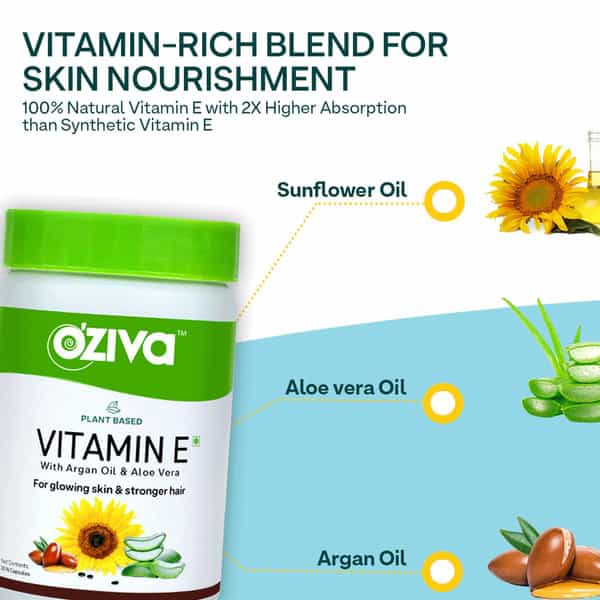 Oziva Plant Based Vitamin E (Pack Of 2) | Glowing Skin & Stronger Hair