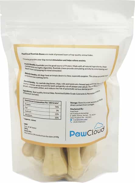 Pawcloud Rawhide Pressed Dog Bones Dog Bone Treat 3 Inches 850 Gm (Approx 34 Pieces)