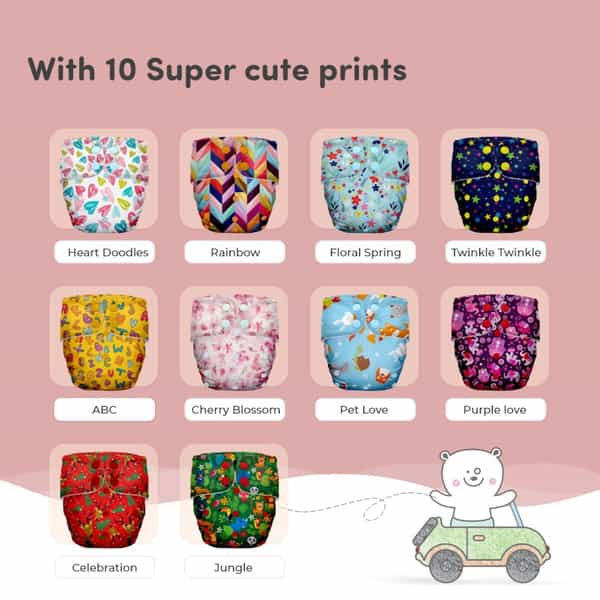Mylo Adjustable & Reusable Cloth Diaper - Rainbow Print - Pack Of 1
