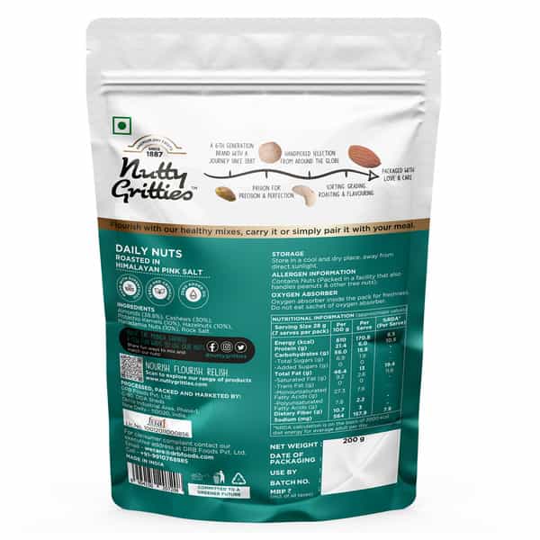Nutty Gritties Daily Nuts Roasted In Himalayan Pink Salt - 200G