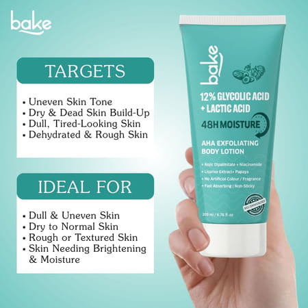 Bake 5% Glycolic & Lactic Body Lotion Spf 30 For Dark Spots & Exfoliation (200ml)
