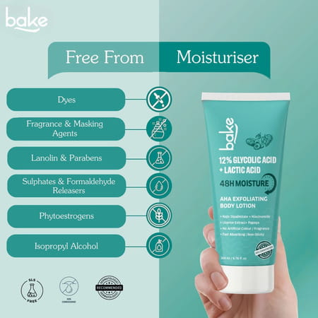 Bake 5% Glycolic & Lactic Body Lotion Spf 30 For Dark Spots & Exfoliation (200ml)