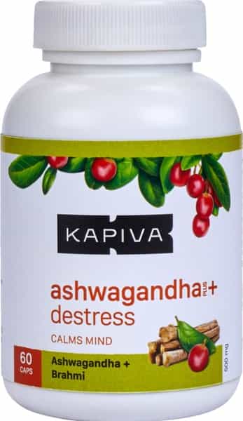 Kapiva Ashwagandha+Destress Capsules - Relieves Stress & Calms Your Mind | 60 Capsules