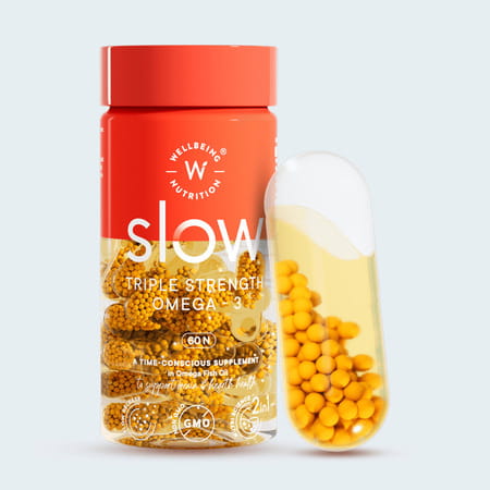 Wellbeing Nutrition Slow Triple Strength Omega-3 Fish Oil | Curcumin Extract For Brain & Heart 60n