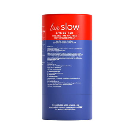 Wellbeing Nutrition Slow Triple Strength Omega-3 Fish Oil | Curcumin Extract For Brain & Heart 60n