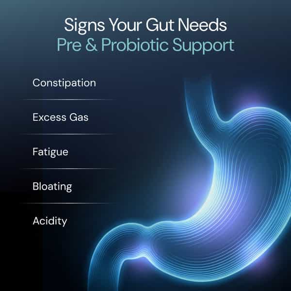 Nutrabay Wellness Pre & Probiotic Digestive Support 50 Billion Cfus - 60 Veg Capsules