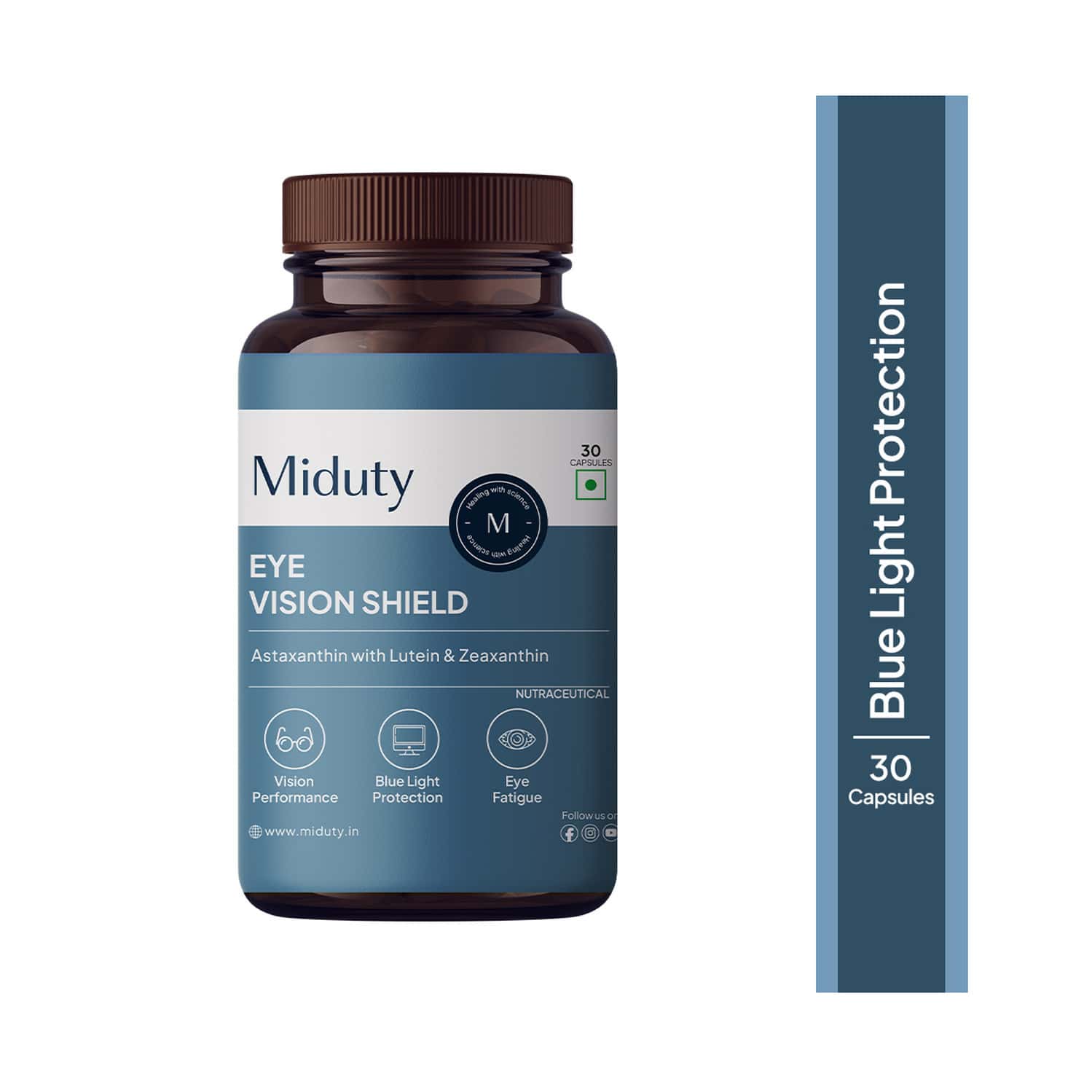 Miduty Eye Vision Shield - Lutemax - Astaxanthin - Blue Light Protection - Eye Care - 30 Capsules